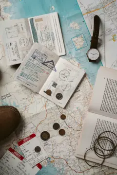 Passport on a map illustrating a visa for Saudi Arabia