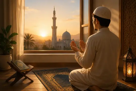 Muslim man reciting morning adhkar