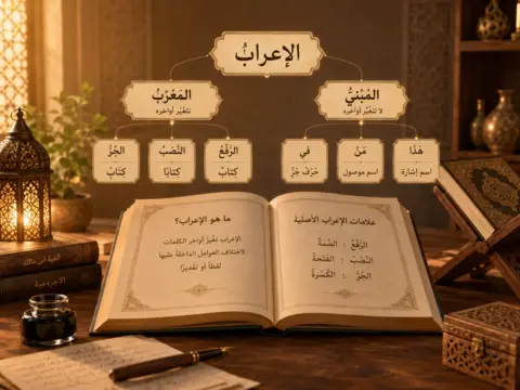 Illustration arabe sur l’i‘rab et les mots déclinables
