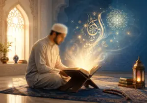 Student reflecting on the Quran through Arabic
