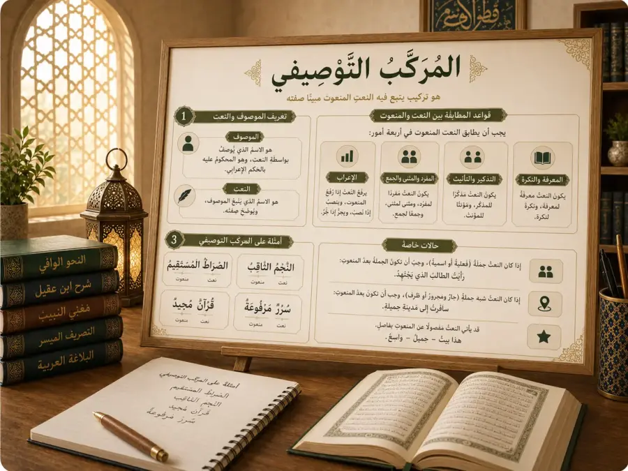 Tableau d’arabe expliquant la phrase descriptive