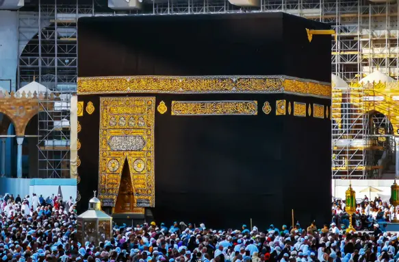 Muslim pilgrims performing Umrah around the Kaaba, a symbol of spiritual purification and renewal of faith