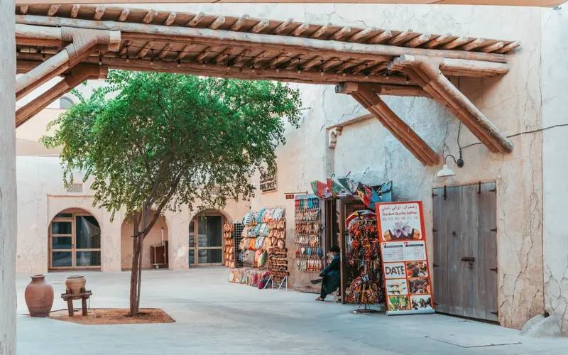 Arabic courtyard with traditional shop