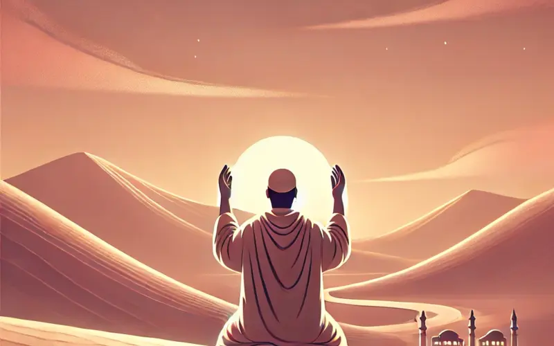 Muslim making dua on the Day of Arafah