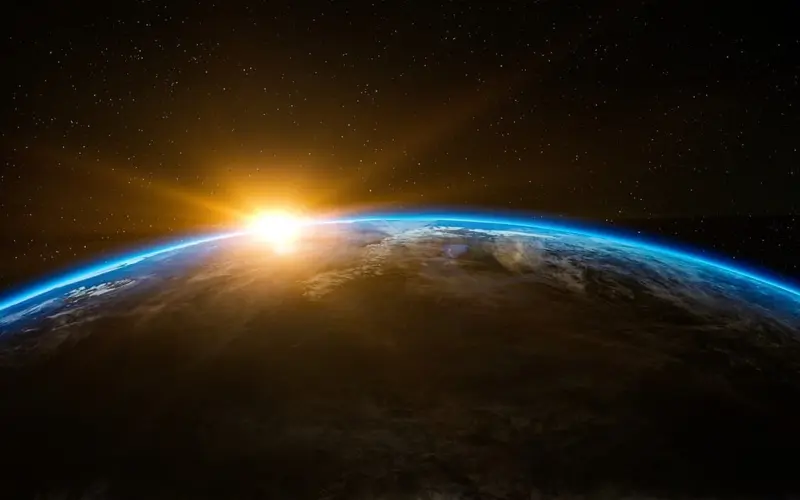 Sunrise over Earth seen from space