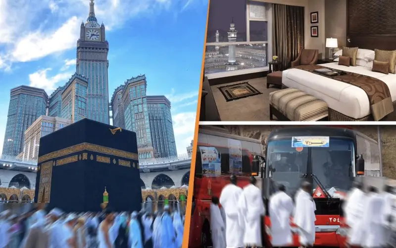Muslim family performing Umrah in Mecca in a calm, secure, and spiritually uplifting environment
