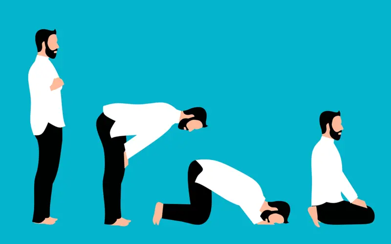 Illustration of Tarawih prayer positions in Islam