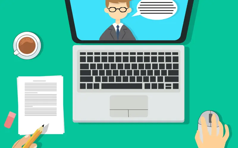 Online Arabic lesson with teacher on laptop screen