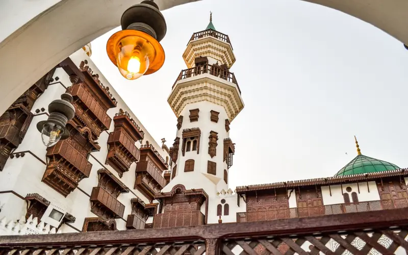 Minaret and courtyard of a historic mosque
