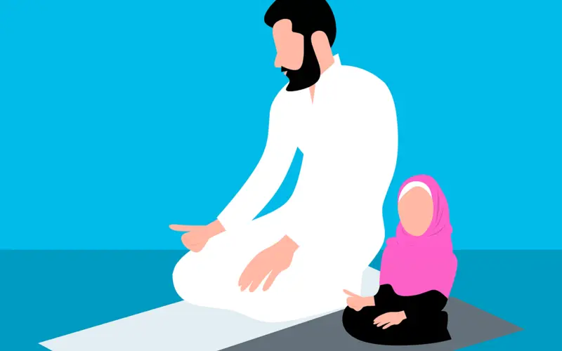 Father and child praying together illustrating Islamic parenting
