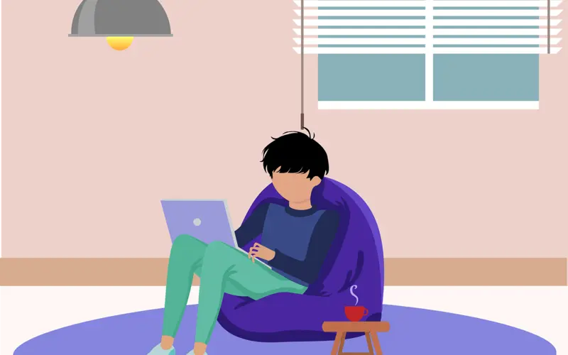 Student taking an online Arabic course