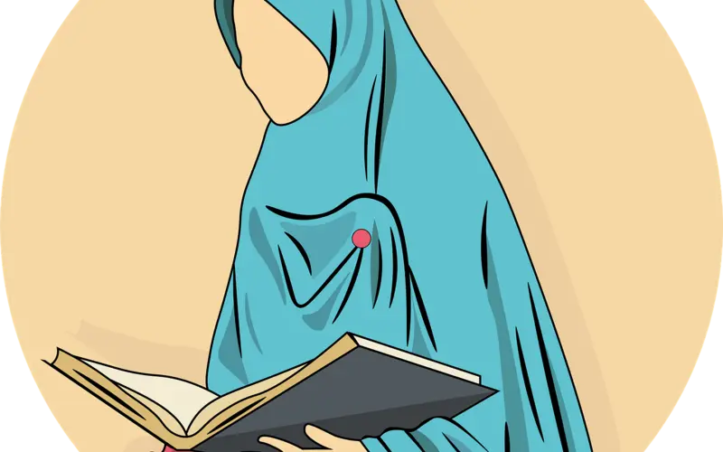 Muslim woman reading the Quran during Ramadan