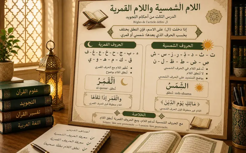 Cours sur les lettres solaires et lunaires en tajwid
