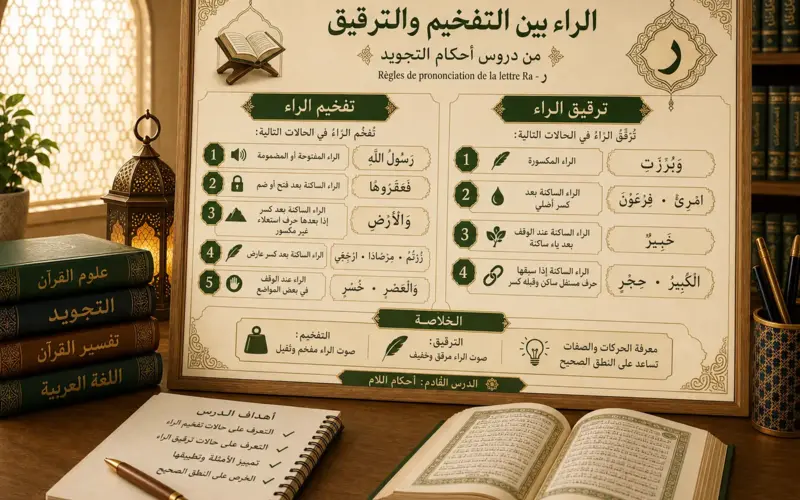 Cours de tajwid sur le ra entre tafkhim et tarqiq