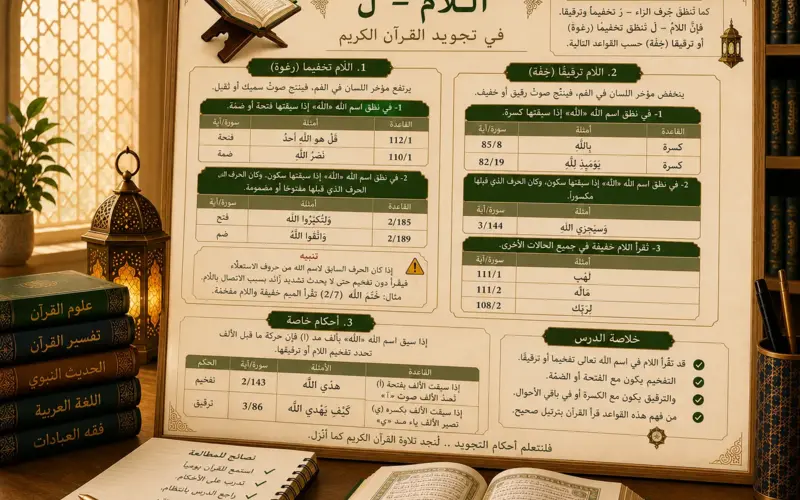 Cours de tajwid sur la lettre lam dans le Coran