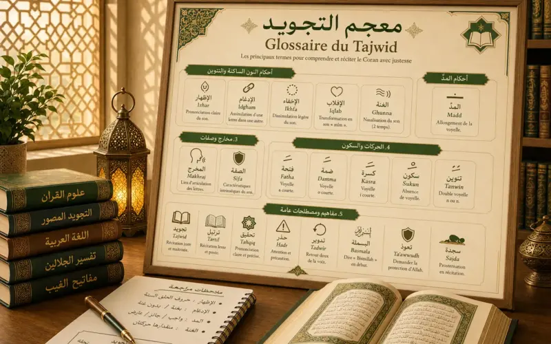 Glossaire illustré des termes de tajwid et Coran