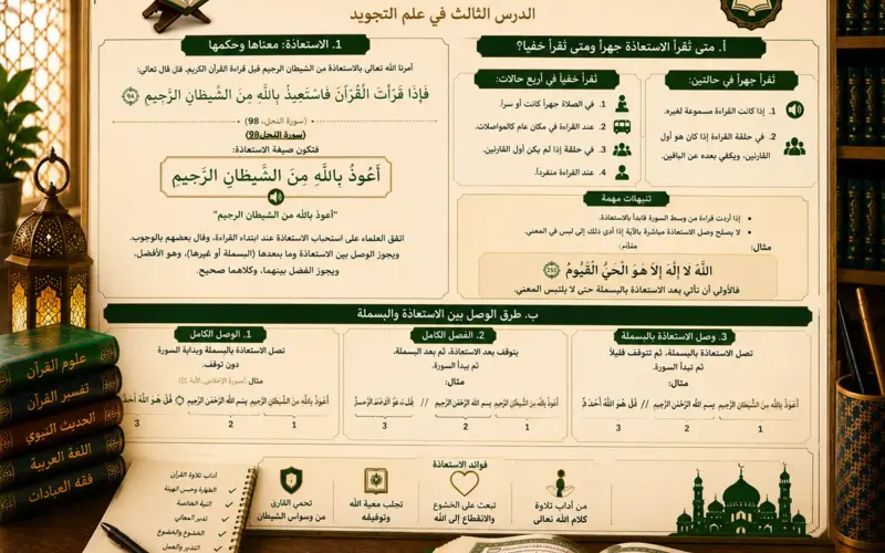 Cours de tajwid sur l’isti‘adha et la basmala