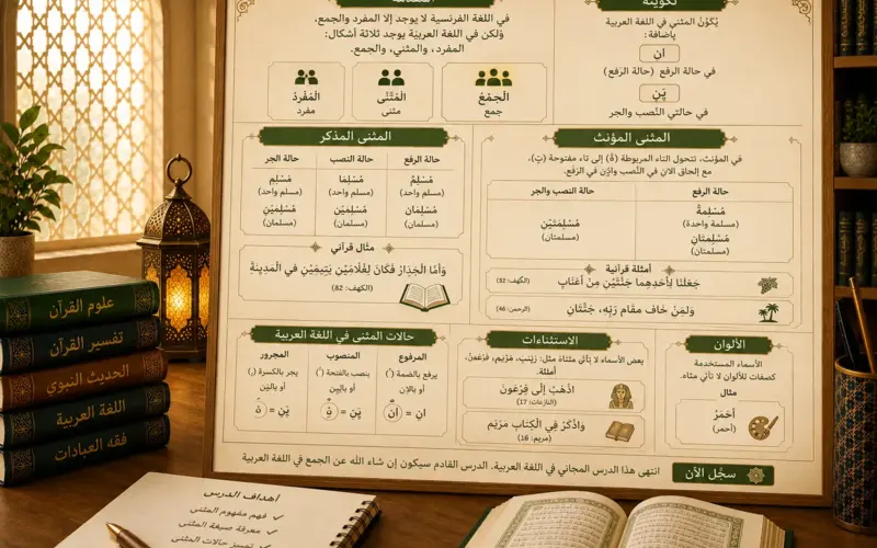 Tableau pédagogique sur le duel en arabe