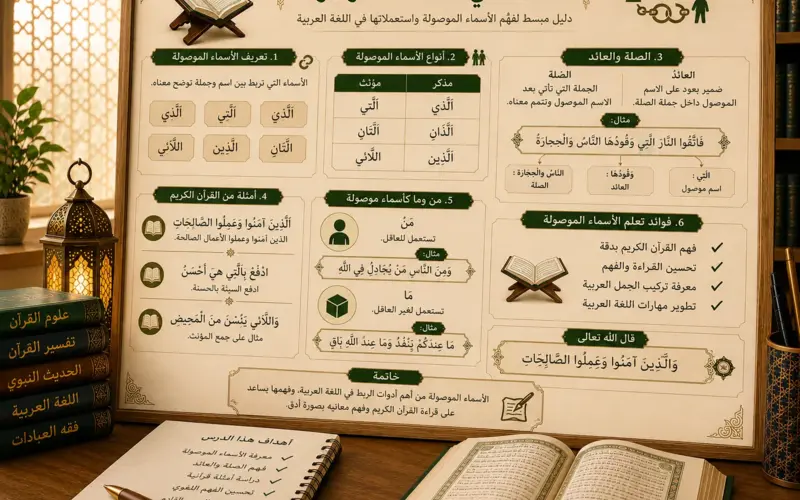 Tableau sur les pronoms relatifs en arabe