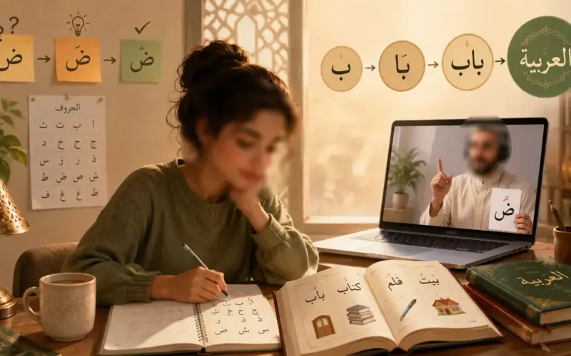 Student taking an online Arabic lesson