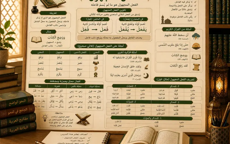 Arabic grammar chart about passive verbs