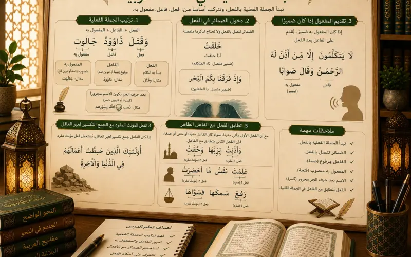 Arabic grammar chart about verbal sentences