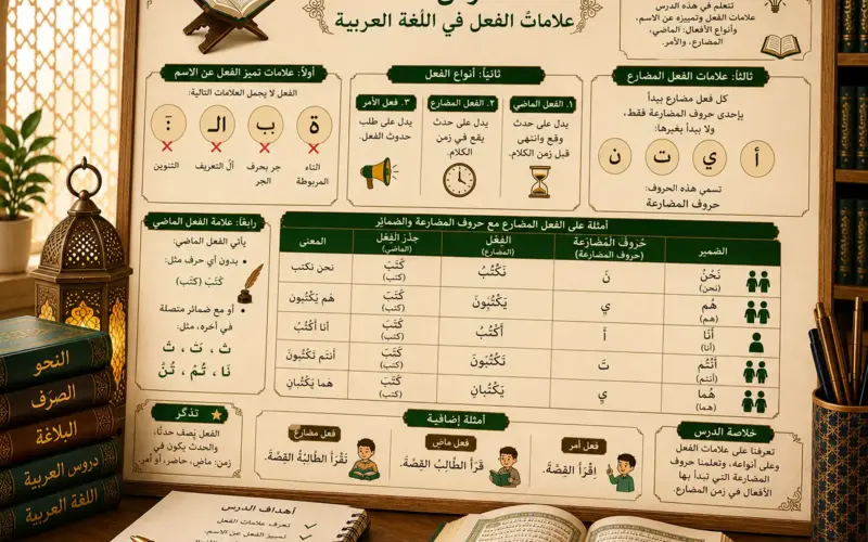 Arabic chart about verb signs