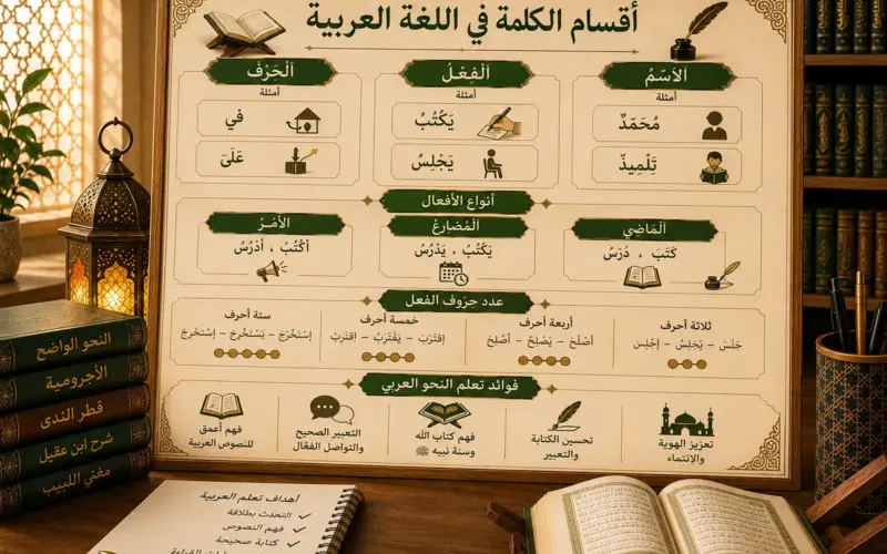Arabic verbs lesson showing past present and imperative forms