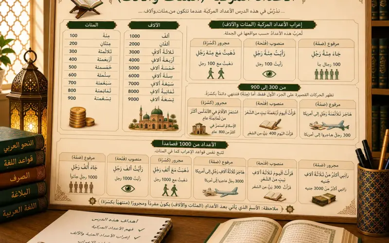 Arabic numbers lesson about hundreds and thousands