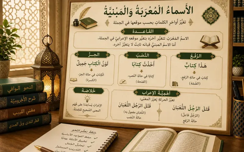 Arabic grammar lesson about declinable and indeclinable words
