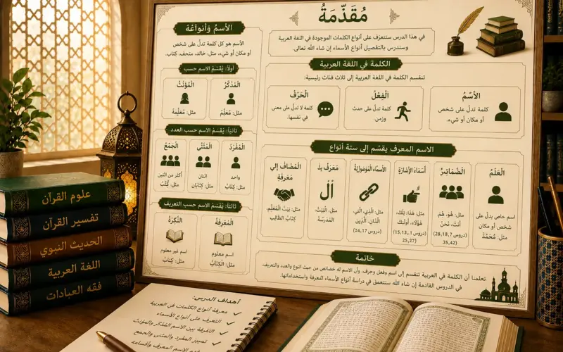 Arabic grammar lesson about word categories