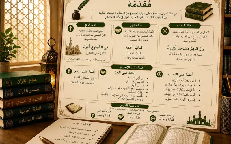 Arabic diptote declension grammar chart
