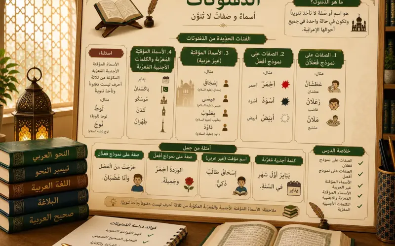 Arabic diptote categories grammar lesson chart