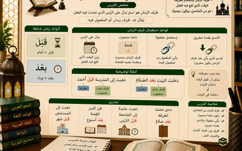 Arabic lesson about before and after time adverbs