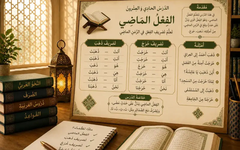 Illustration of the Arabic past tense اَلْفِعْلُ اَلْمَاضِي