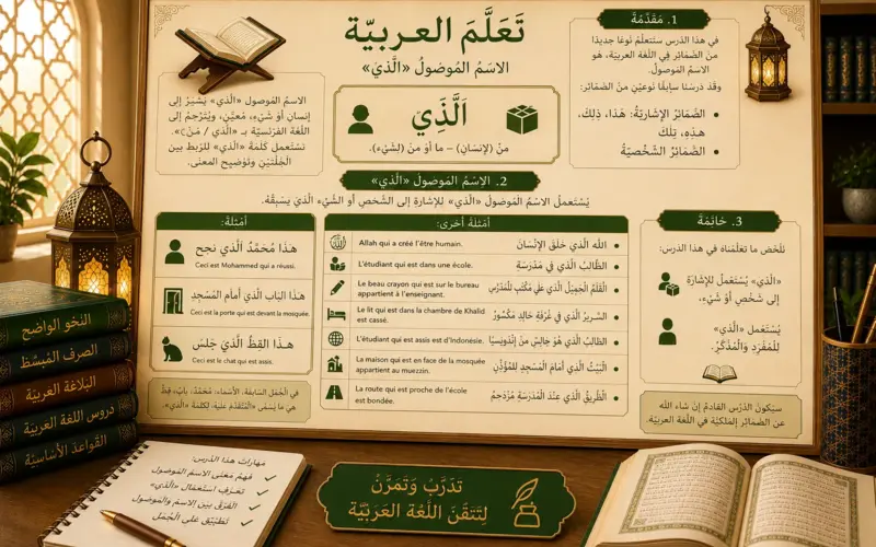 Arabic illustration about the relative pronoun alladhi