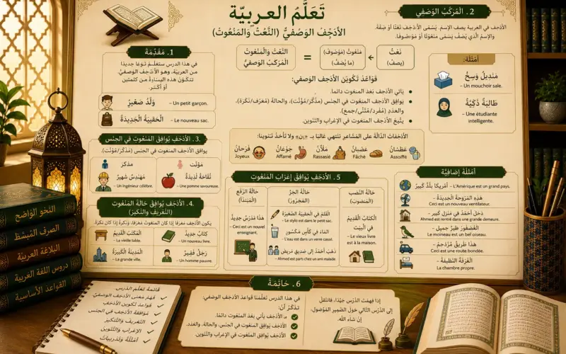 Arabic illustration about adjectives