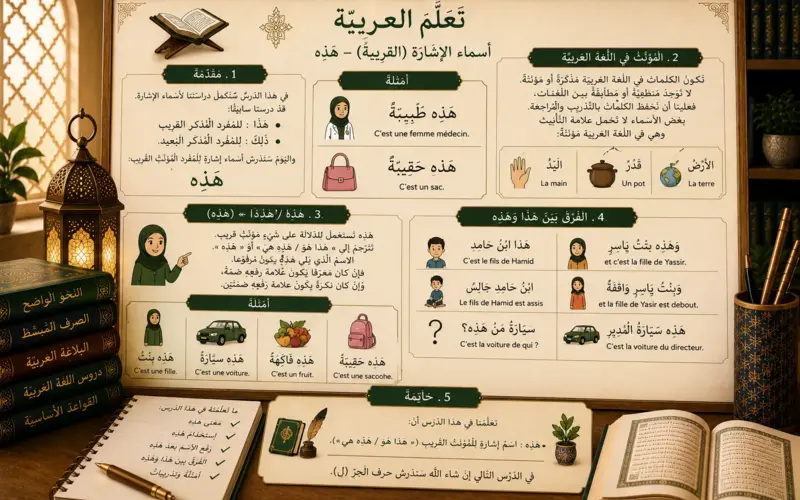 Arabic illustration about hadhihi demonstrative pronoun