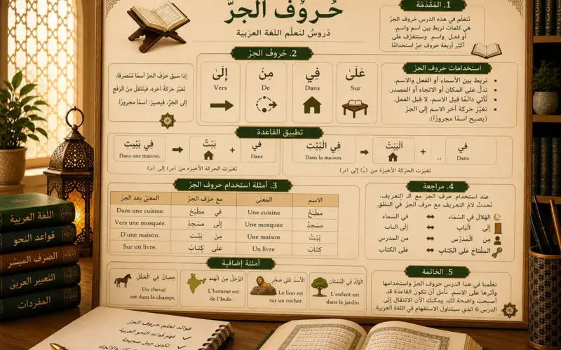 Arabic illustration about prepositions