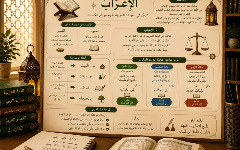 Arabic illustration about grammatical cases