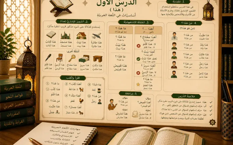 Arabic illustration about hadha demonstrative pronoun