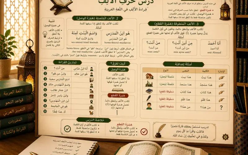 Arabic illustration about the letter Alif
