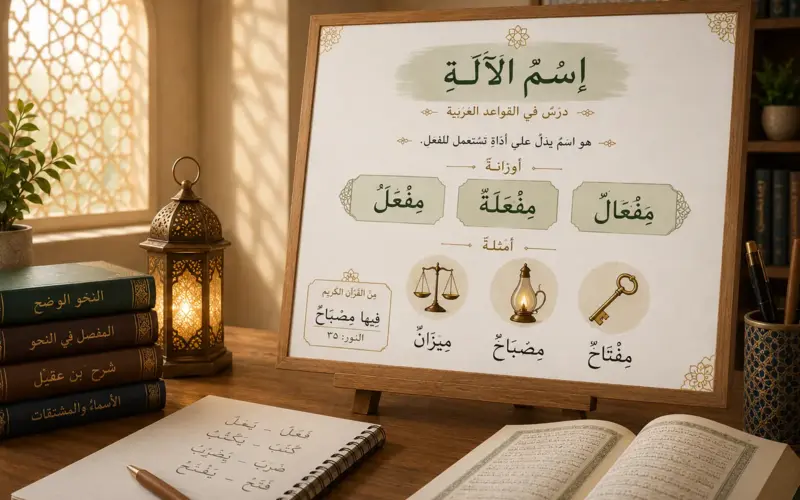 Arabic board showing the noun of instrument