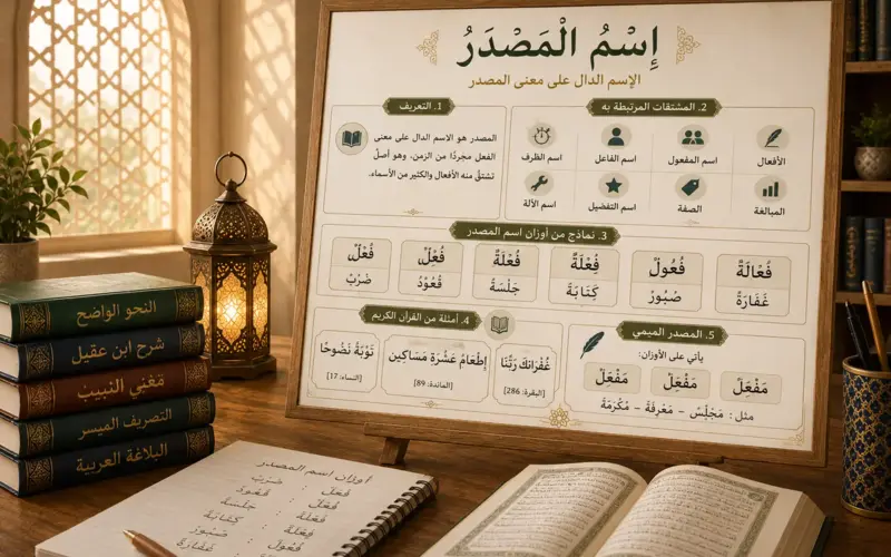 Tableau d’arabe présentant le nom verbal masdar