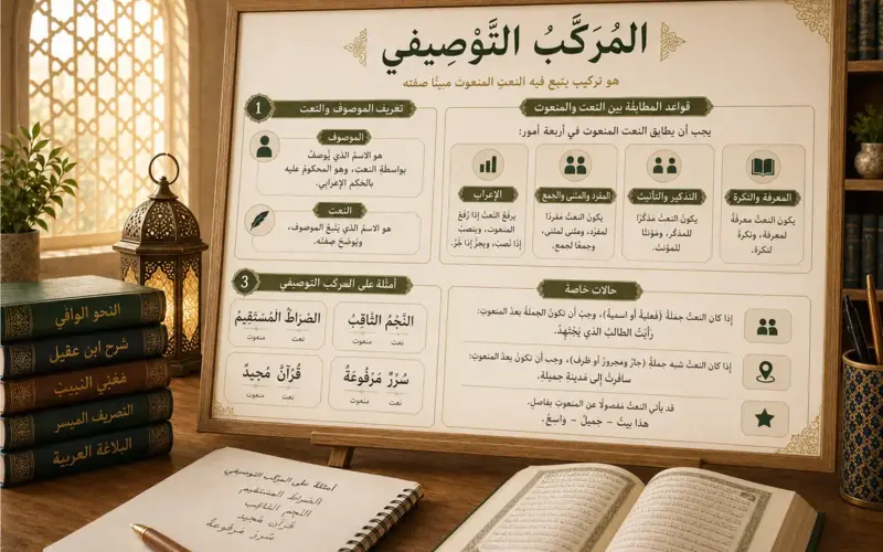 Tableau d’arabe expliquant la phrase descriptive