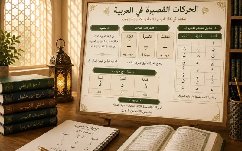 Tableau des voyelles courtes en arabe