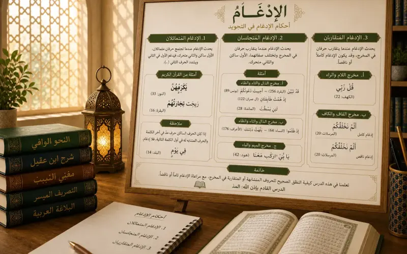 Tableau de tajwid sur l’assimilation des lettres