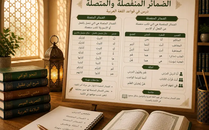 Educational chart about Arabic nouns of place and time