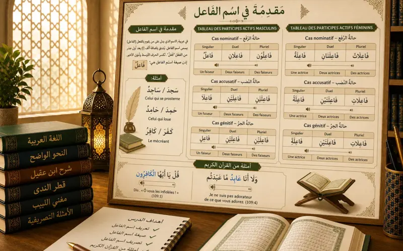 Arabic grammar board about the active participle