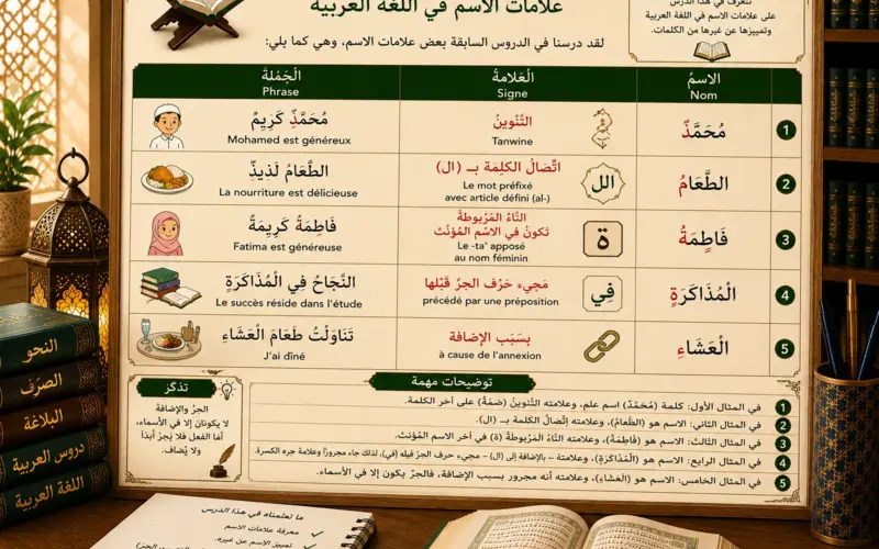 Arabic chart about noun signs